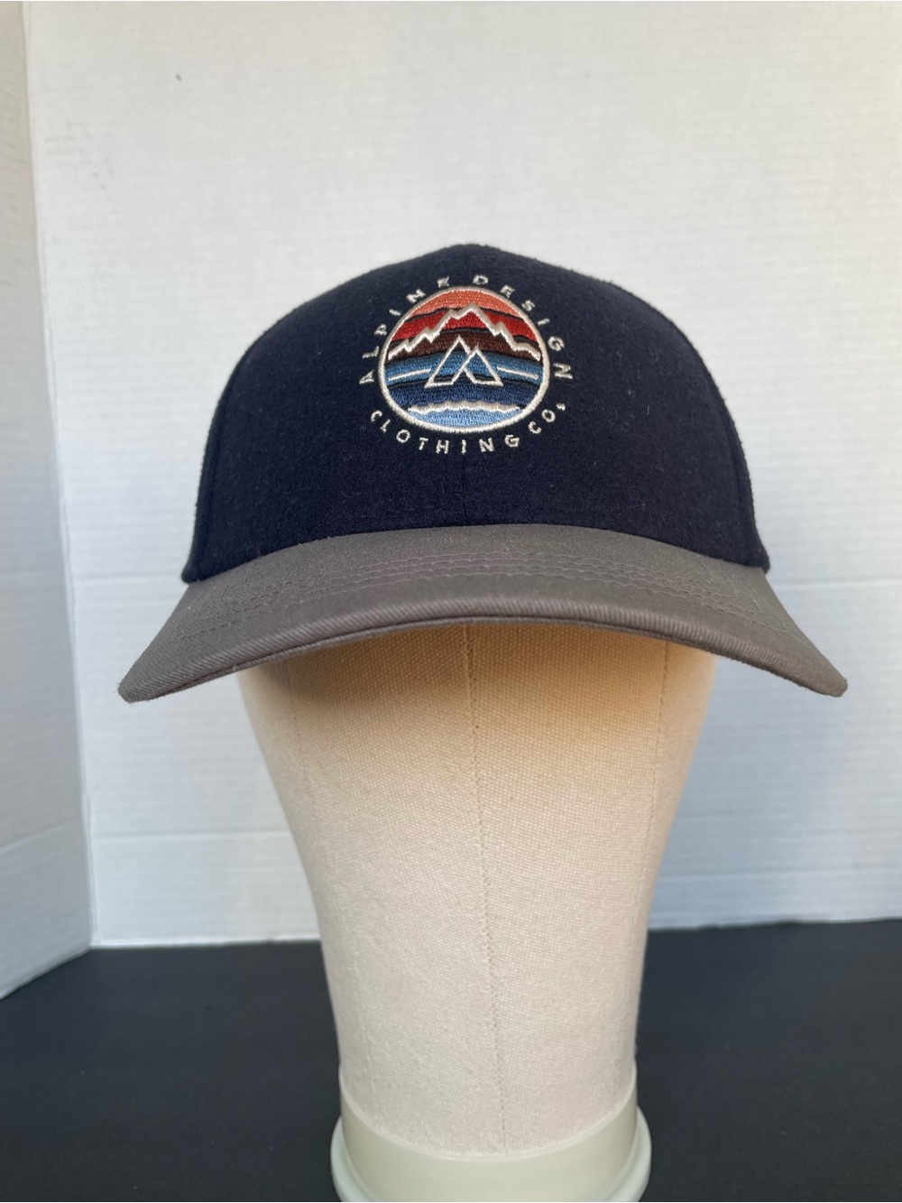 Alpine Design Cap Embroidered Blue/Gray Cotton Polyester Wool Adjustable Hat